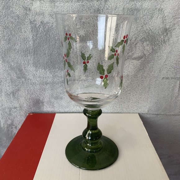 Studio Nova HOLLY BERRY GREEN Set Of 4 Water Goblets NEW In Box Vintage - Picture 4 of 8